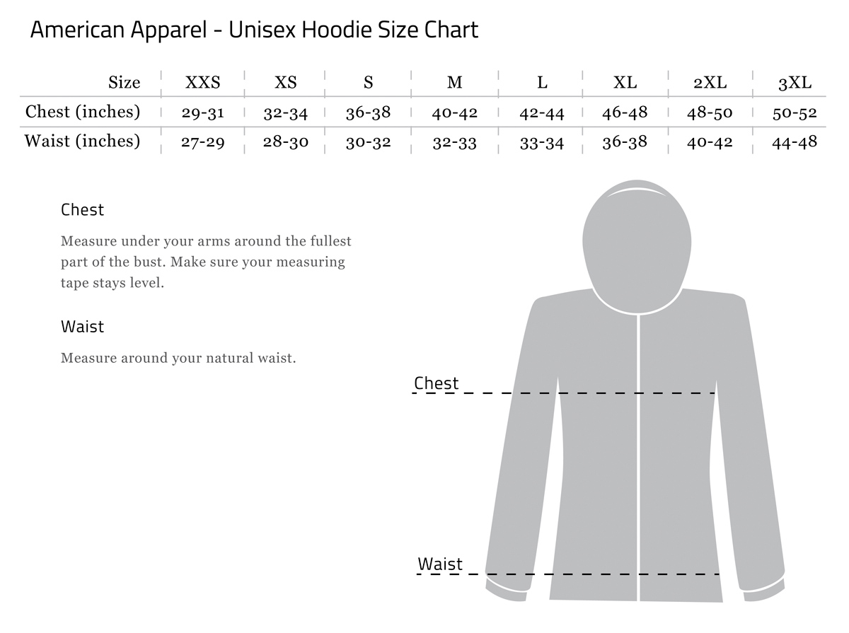 American Apparel Size Chart Mens