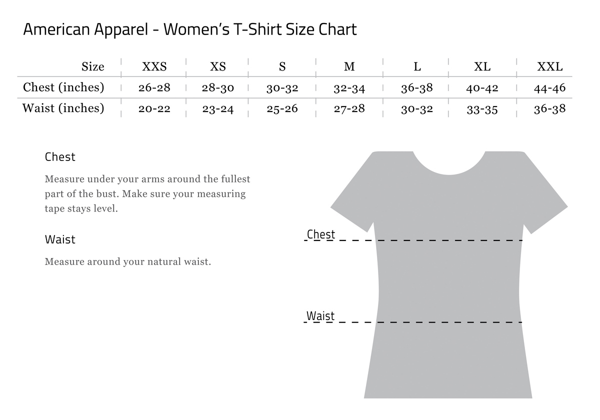 American T Shirt Size Chart