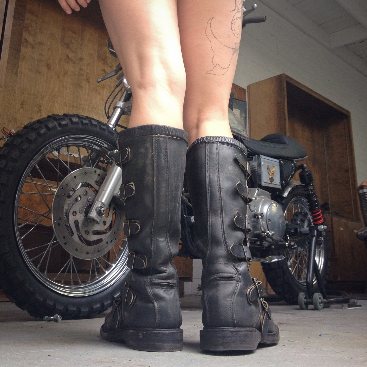 motorcycle boots with raised sole
