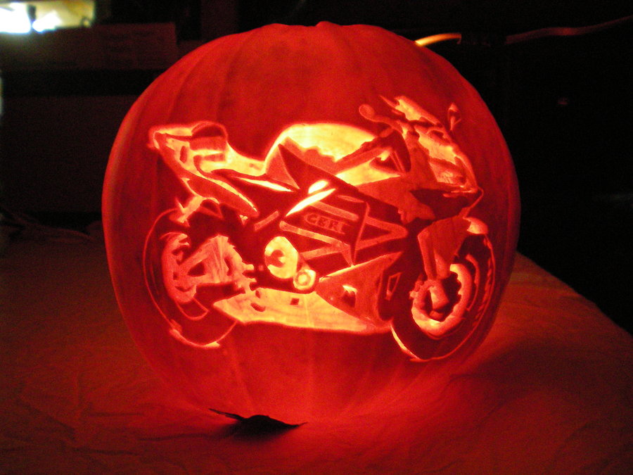 Motorcycle Pumpkin Carvings Moto Lady