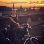 Alicia (from MotoLady) at Crown Point on the Yamaha XS400