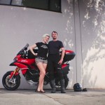 Alicia and Tamlyn with his Ducati Multistrada