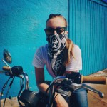 motorcycle woman - caroline patterson on her 2001 harley 883 Sportster