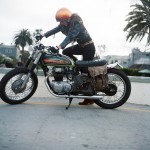 Los Angeles girl on her Honda CB360 motorcycle, Cindy DuLong