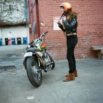 Los Angeles girl on her Honda CB360 motorcycle, Cindy DuLong