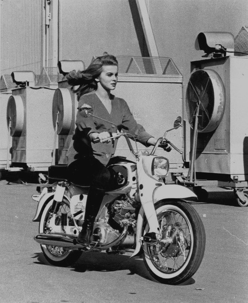 Ann Margret in the 1964 on a Honda Dream.
