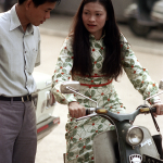 Woman on a scooter- 1972 Chiang Mai, Thailand