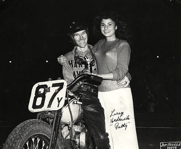Patti with Larry Hedrich, motorcycle racer